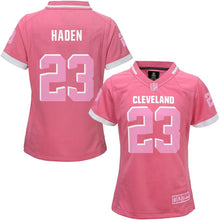 Load image into Gallery viewer, Girls Youth Cleveland Browns Joe Haden Pink Bubble Gum Jersey