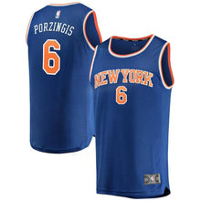 Load image into Gallery viewer, Kristaps Porzingis New York Knicks Branded Youth Fast Break Jersey Royal - Icon Edition 2018/2019