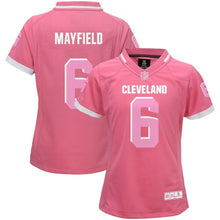 Load image into Gallery viewer, Girls Youth Cleveland Browns Baker Mayfield Pink Bubble Gum Jersey