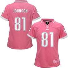 Load image into Gallery viewer, Girls Youth Detroit Lions Calvin Johnson Pink Bubble Gum Jersey