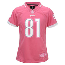 Load image into Gallery viewer, Girls Youth Detroit Lions Calvin Johnson Pink Bubble Gum Jersey