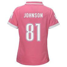 Load image into Gallery viewer, Girls Youth Detroit Lions Calvin Johnson Pink Bubble Gum Jersey