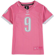 Load image into Gallery viewer, Girls Youth Detroit Lions Matthew Stafford Pink Bubble Gum Jersey