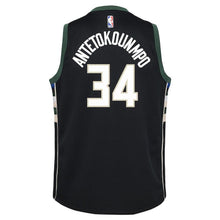 Load image into Gallery viewer, Giannis Antetokounmpo Milwaukee Bucks Youth Jersey Black - Statement Edition 2018/2019