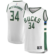 Load image into Gallery viewer, Giannis Antetokounmpo Milwaukee Bucks Branded Youth Fast Break Jersey White - Association Edition 2018/2019
