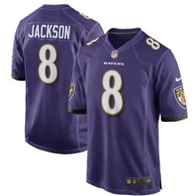 Load image into Gallery viewer, Lamar Jackson Baltimore Ravens Draft First Round Pick #2 Game Jersey – Purple 2018/2019