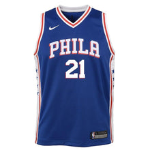 Load image into Gallery viewer, Joel Embiid Philadelphia 76ers Youth Jersey Blue - Icon Edition 2018/2019