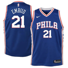 Load image into Gallery viewer, Joel Embiid Philadelphia 76ers Youth Jersey Blue - Icon Edition 2018/2019