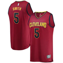 Load image into Gallery viewer, JR Smith Cleveland Cavaliers Branded Youth Fast Break Road Jersey Wine - Icon Edition 2018/2019