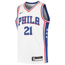 Load image into Gallery viewer, Joel Embiid Philadelphia 76ers Youth Jersey - White 2018/2019