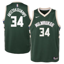Load image into Gallery viewer, Giannis Antetokounmpo Milwaukee Bucks Youth Jersey Green - Icon Edition 2018/2019