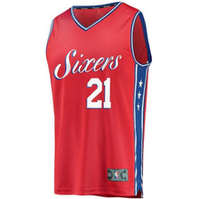 Load image into Gallery viewer, Joel Embiid Philadelphia 76ers Branded Youth Fast Break Jersey Red - Statement Edition 2018/2019