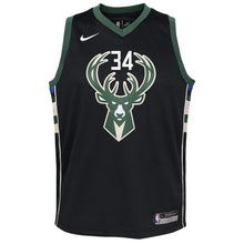 Load image into Gallery viewer, Giannis Antetokounmpo Milwaukee Bucks Youth Jersey Black - Statement Edition 2018/2019