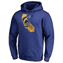 Load image into Gallery viewer, LOS ANGELES RAMS 2018 NFL SUPER BOWL PLAYOFFS BOUND STATE PULLOVER HOODIE – ROYAL