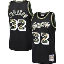 Load image into Gallery viewer, Magic Johnson Los Angeles Lakers Mitchell &amp; Ness Straight Fire Camo Swingman Jersey – Black