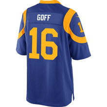 Load image into Gallery viewer, JARED GOFF LOS ANGELES RAMS SUPER BOWL YOUTH GAME JERSEY - ROYAL