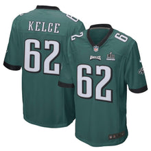 Load image into Gallery viewer, Jason Kelce Philadelphia Eagles Midnight Green Super Bowl LII Champions Patch Game Jersey 2019