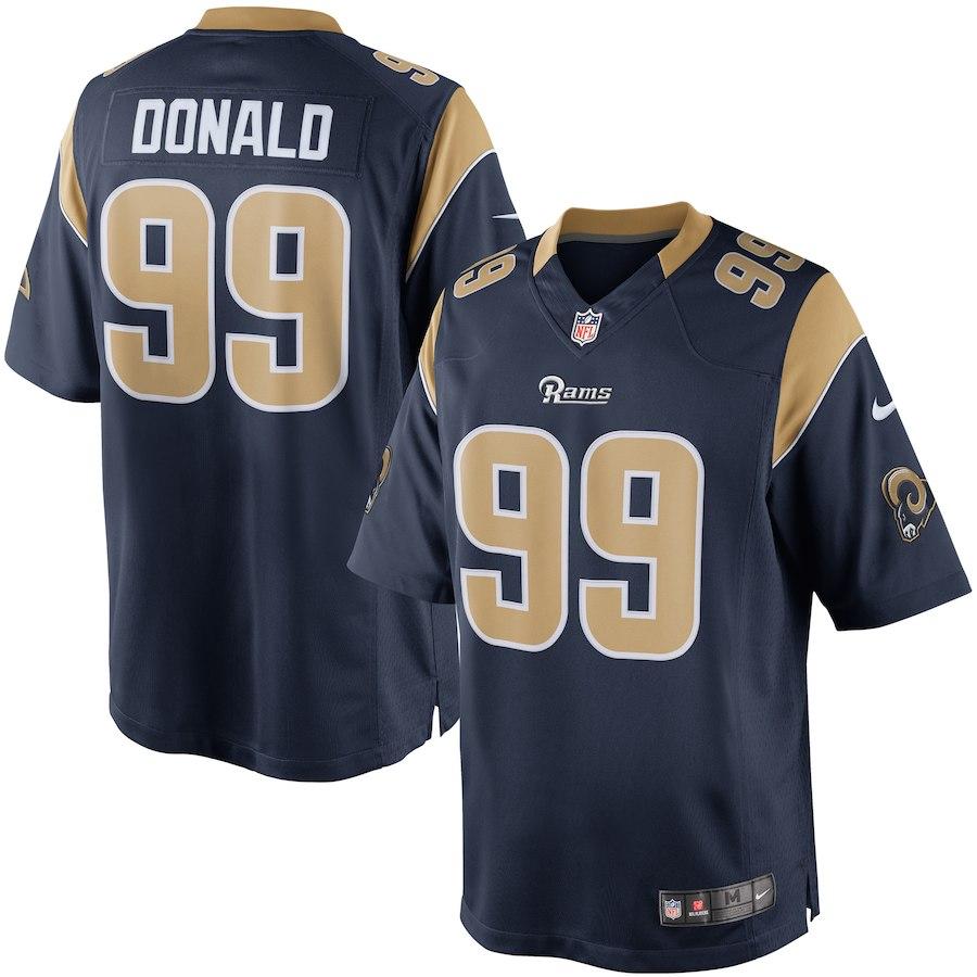 AARON DONALD LOS ANGELES RAMS SUPER BOWL LIII 53 CHAMPIONS PATCH FOOTBALL MEN'SJERSEY - NAVY - 2019