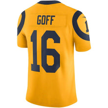 Load image into Gallery viewer, JARED GOFF LOS ANGELES RAMS SUPER BOWL VAPOR UNTOUCHABLE COLOR RUSH PLAYER JERSEY - GOLD