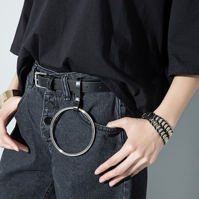 Circle Belt Buckle Belt Korean Fashion