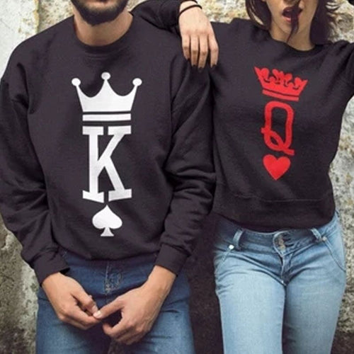 Plus Size Casual Hoodie Women Men Couple 2019 Valentine Gift King Queen