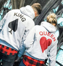 Load image into Gallery viewer, King Queen Letter Print Long Sleeve Hoodie Valentine