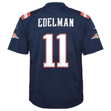 Load image into Gallery viewer, Julian Edelman New England Patriots Youth Color Rush Game Jersey - Navy 2018/2019 Super Bowl