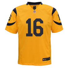Load image into Gallery viewer, JARED GOFF LOS ANGELES RAMS SUPER BOWL YOUTH COLOR RUSH GAME JERSEY - GOLD 2018/2019