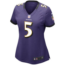 Load image into Gallery viewer, Girls Youth Baltimore Ravens Joe Flacco Nike Purple Game Jersey