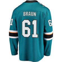Load image into Gallery viewer, Justin Braun San Jose Sharks Player Swingman Jersey