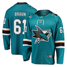 Load image into Gallery viewer, Justin Braun San Jose Sharks Player Swingman Jersey