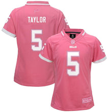 Load image into Gallery viewer, Girls Youth Buffalo Bills Tyrod Taylor Pink Fashion Bubble Gum Jersey