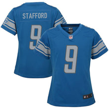 Load image into Gallery viewer, Girls Youth Detroit Lions Matthew Stafford Nike Blue Team Game Jersey