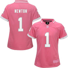 Load image into Gallery viewer, Girls Youth Carolina Panthers Cam Newton Pink Bubble Gum Jersey