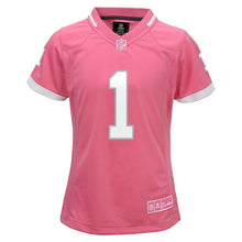 Load image into Gallery viewer, Girls Youth Carolina Panthers Cam Newton Pink Bubble Gum Jersey