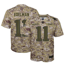 Load image into Gallery viewer, Julian Edelman New England Patriots Youth Salute to Service Game Jersey - Camo 2018/2019 Super Bowl