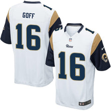 Load image into Gallery viewer, JARED GOFF LOS ANGELES RAMS SUPER BOWL YOUTH GAME JERSEY - WHITE 2018/2019