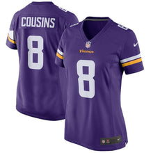 Load image into Gallery viewer, Kirk Cousins Minnesota Vikings Women's Game Jersey – Purple 2018/2019